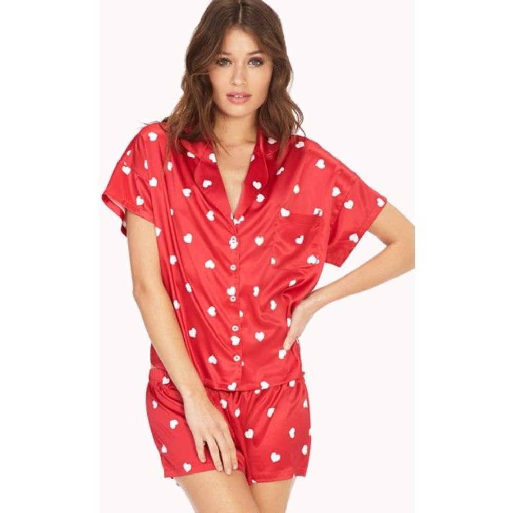 Forever 21 Queen of Hearts Pajama Set in Red